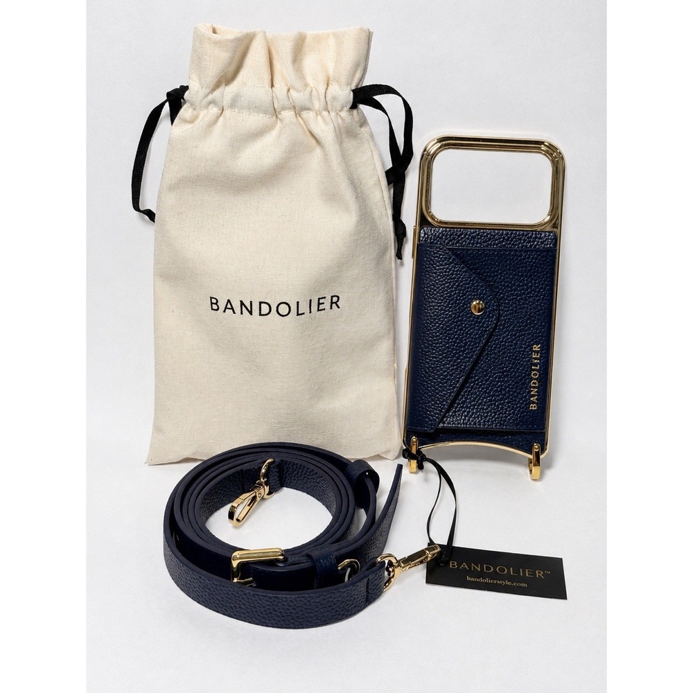 Bandolier iPhone 17 Pro Max Crossbody Case Blue Gold Wallet Strap NWT